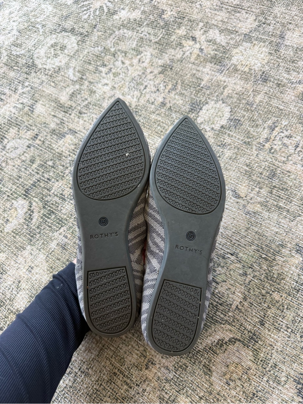 Rothy's The Point Flats Grey Zebra Print Worn Once Casual Knit Women's 8.5 - Picture 5 of 6